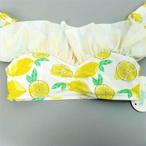 Sugar Coast 2 Pc Bikini Swimsuit Lolli Swim Top Bottom Sz M Lemon Ruffle Yellow - Picture 3 of 8